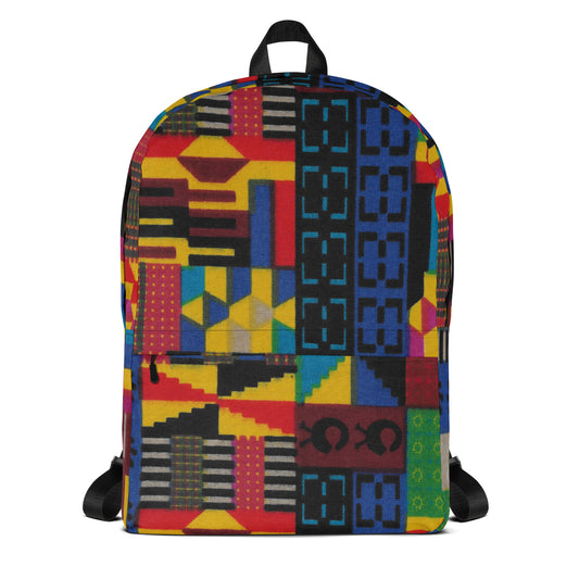 Color Block - Backpack with Laptop Pocket - African - Kente Pattern