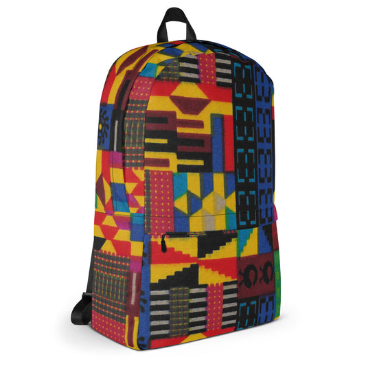 Color Block - Backpack with Laptop Pocket - African - Kente Pattern