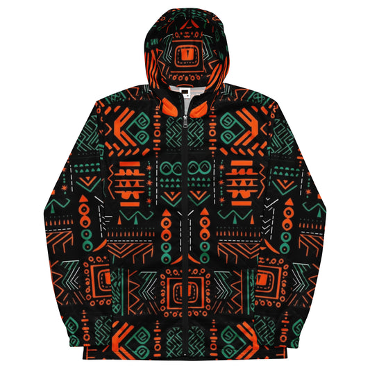 Urban Art - Mens - Hooded Windbreaker - African - Mud Cloth Pattern