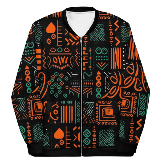 Urban Art - Mens - Lightweight Bomber Jacket - African - Mud Cloth Pattern