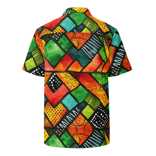 Festival - Mens - Button-Up Dress Shirt - African - Kwanzaa Pattern