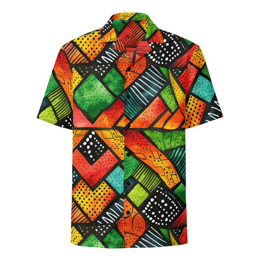 Festival - Mens - Button-Up Dress Shirt - African - Kwanzaa Pattern