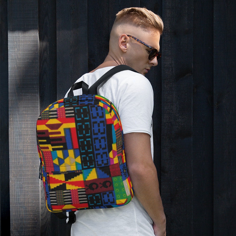 Color Block - Unisex - Backpack with Laptop Pocket - African - Kente Pattern - Backpacks - KumbatiaKulture