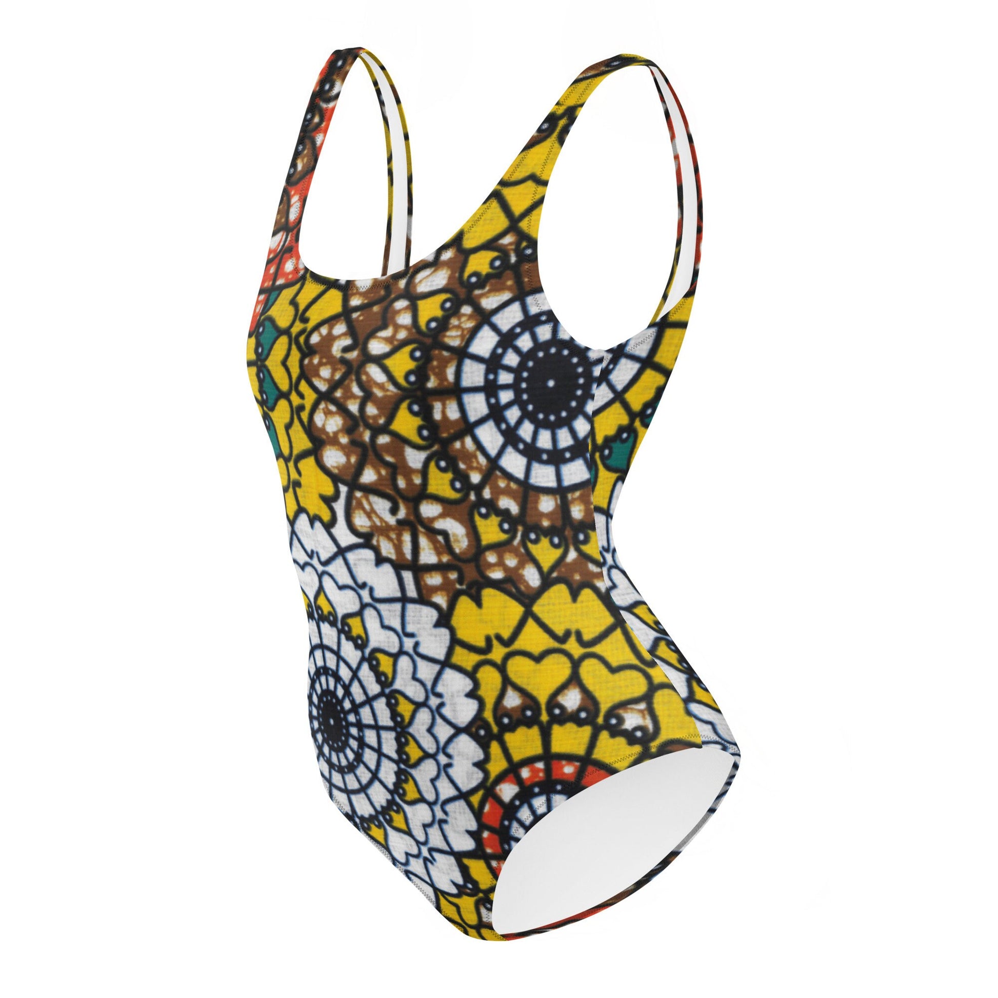 Sunflower - Womens - One-Piece Swimsuit - African - Ankara Pattern - Swimwear - KumbatiaKulture