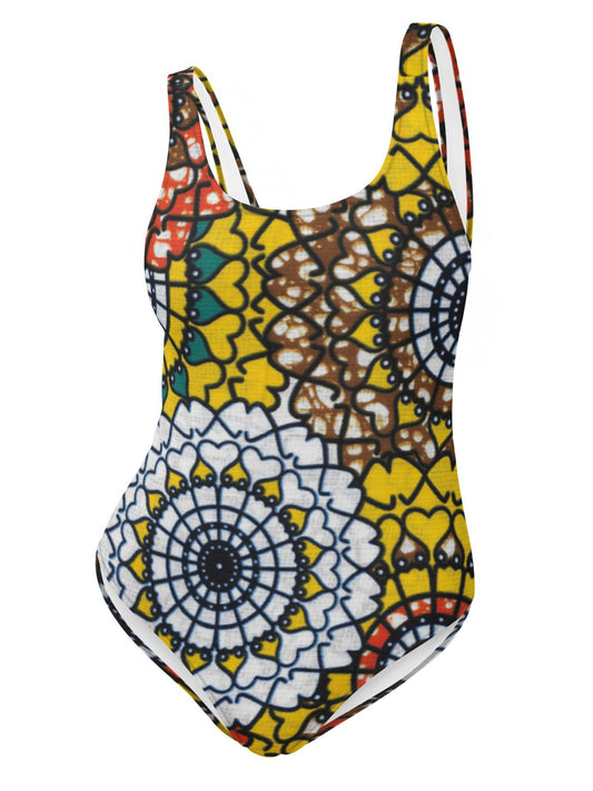 Sunflower - Womens - One-Piece Swimsuit - African - Ankara Pattern - Swimwear - KumbatiaKulture