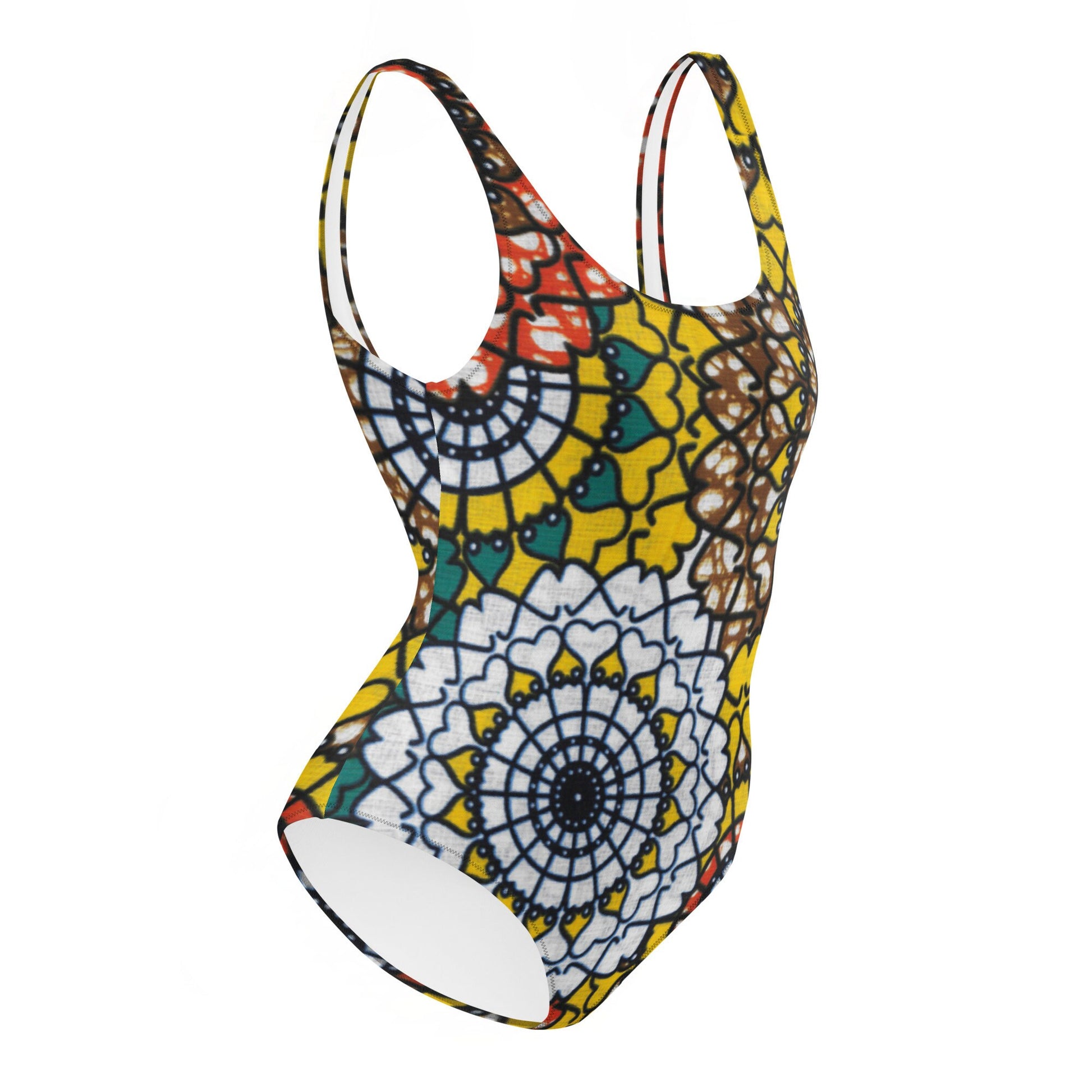 Sunflower - Womens - One-Piece Swimsuit - African - Ankara Pattern - Swimwear - KumbatiaKulture