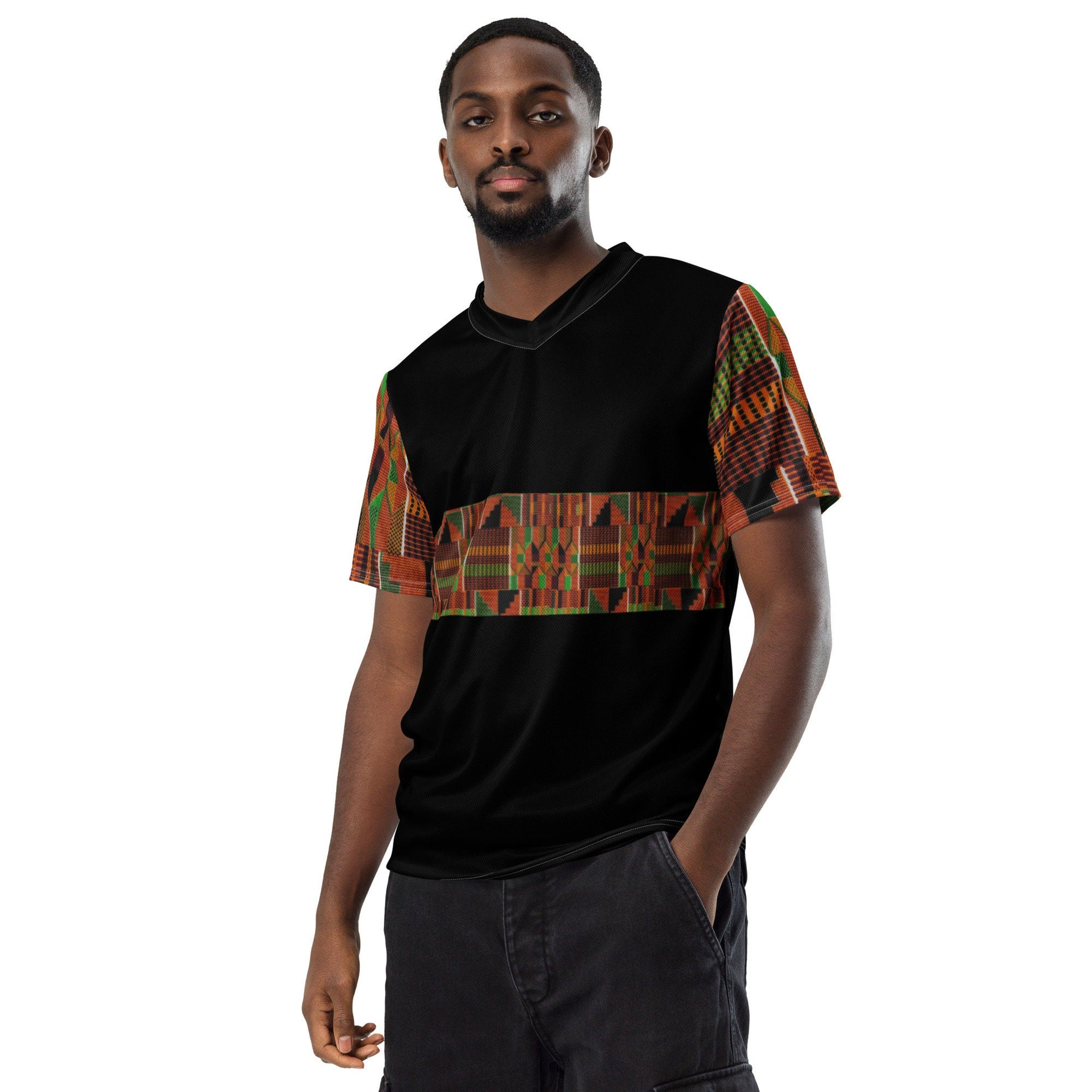 Men&#39;s African Kente Print sports jersey.