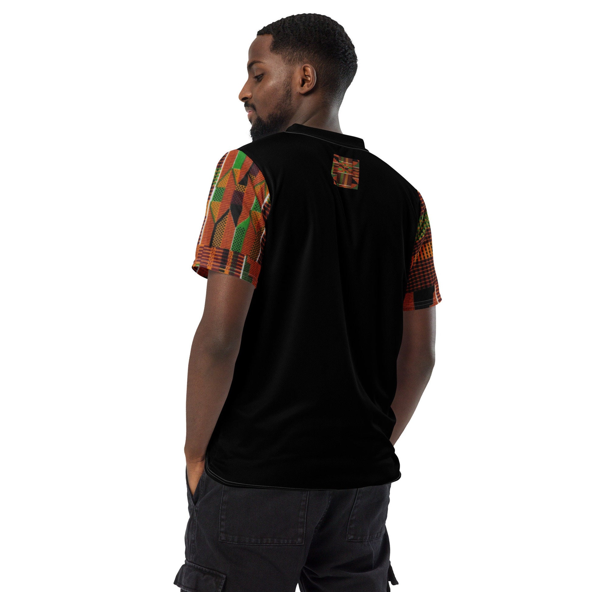 Men&#39;s African Kente Print sports jersey.