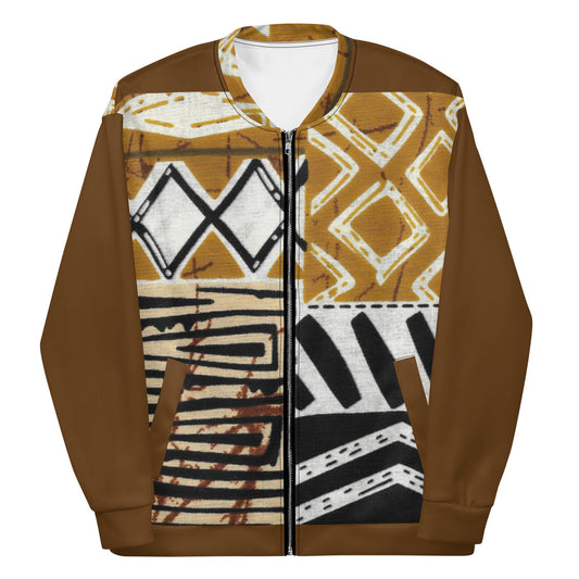 Trible Print Men&#39;s Bomber Jacket. Tan and Brown