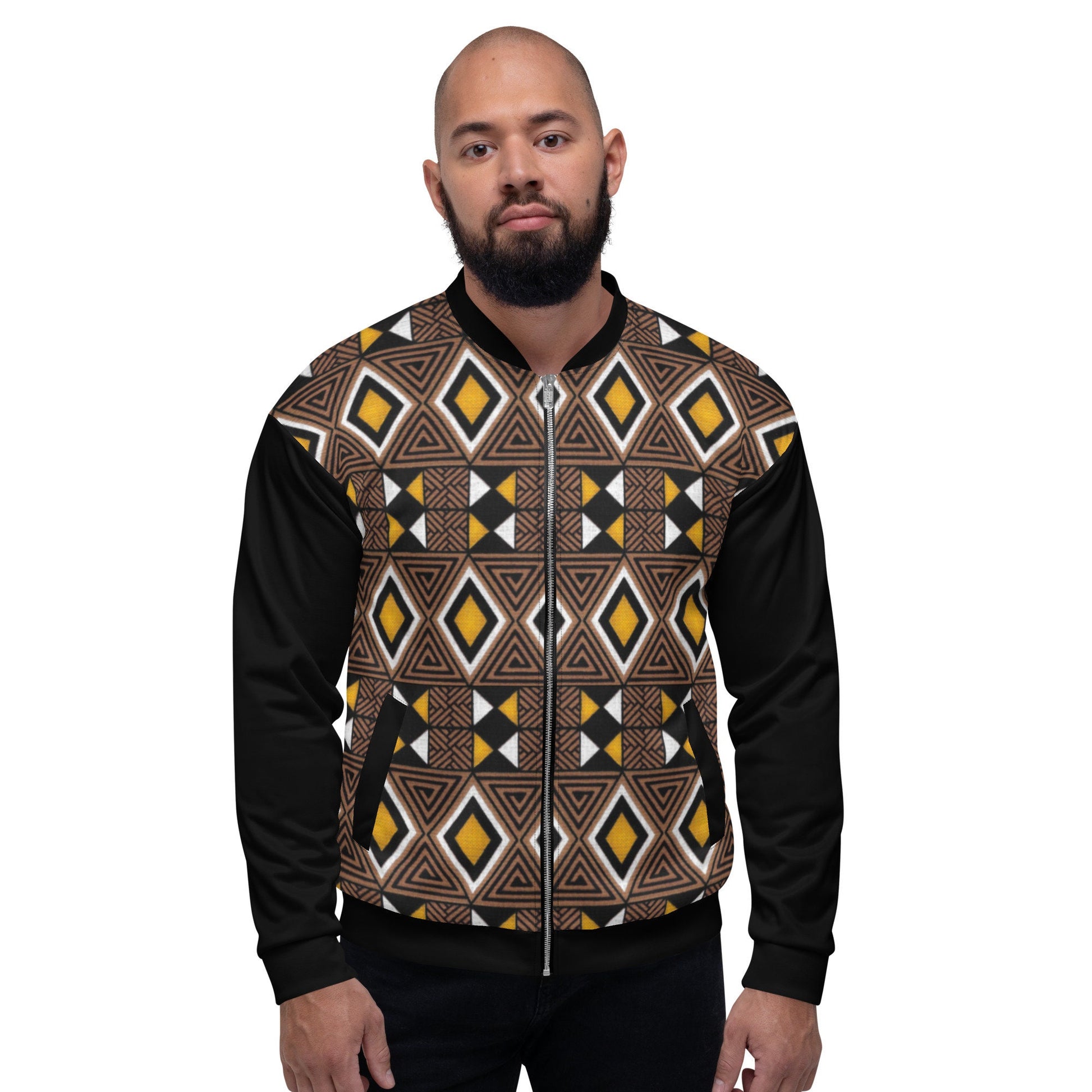 Afrocentric Trible Print Men&#39;s Bomber Jacket