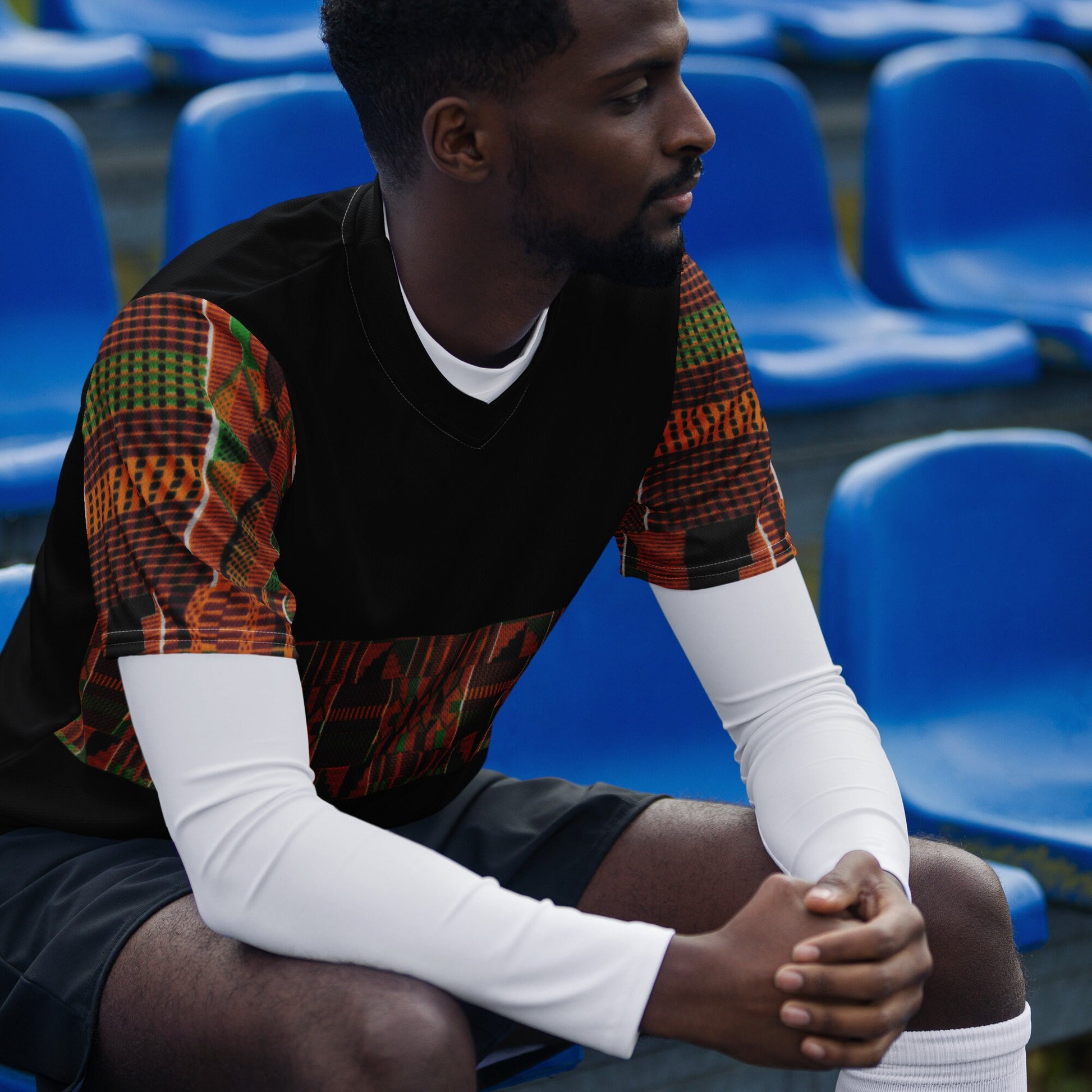 Men&#39;s African Kente Print sports jersey.