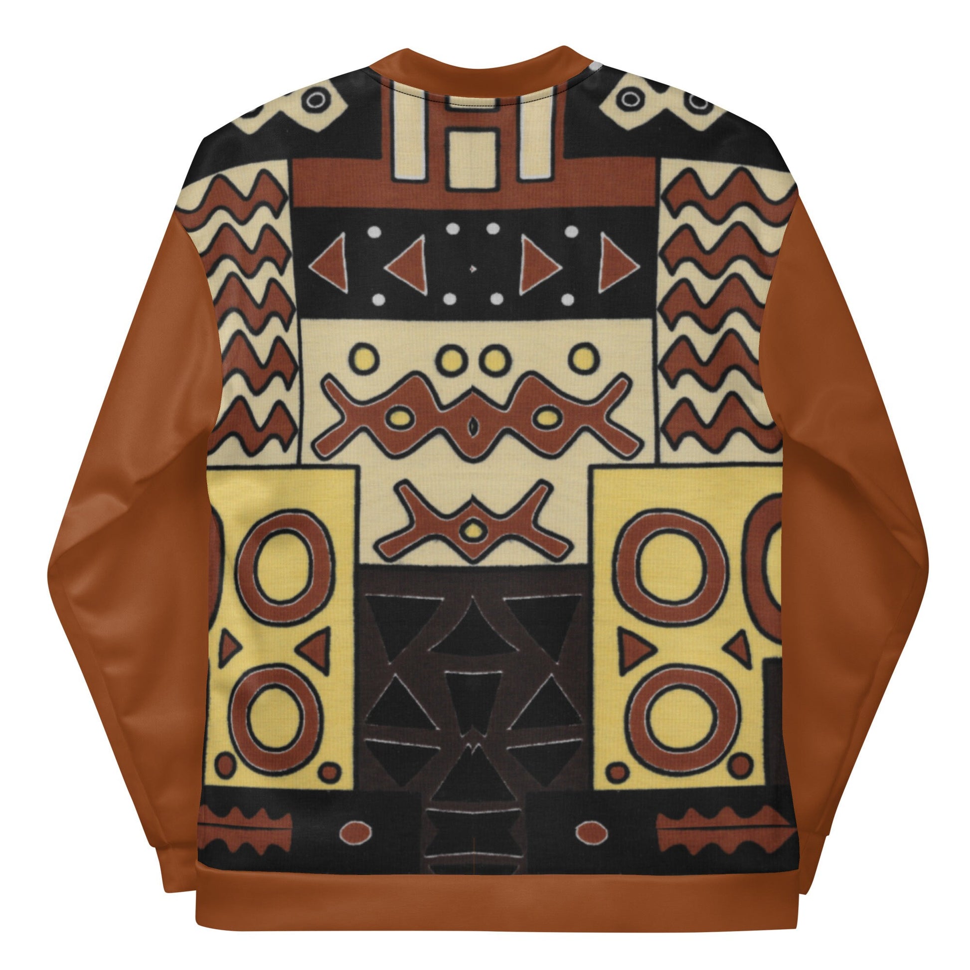 Afrocentric Tan/ Brown Trible Print Mens Bomber Jacket