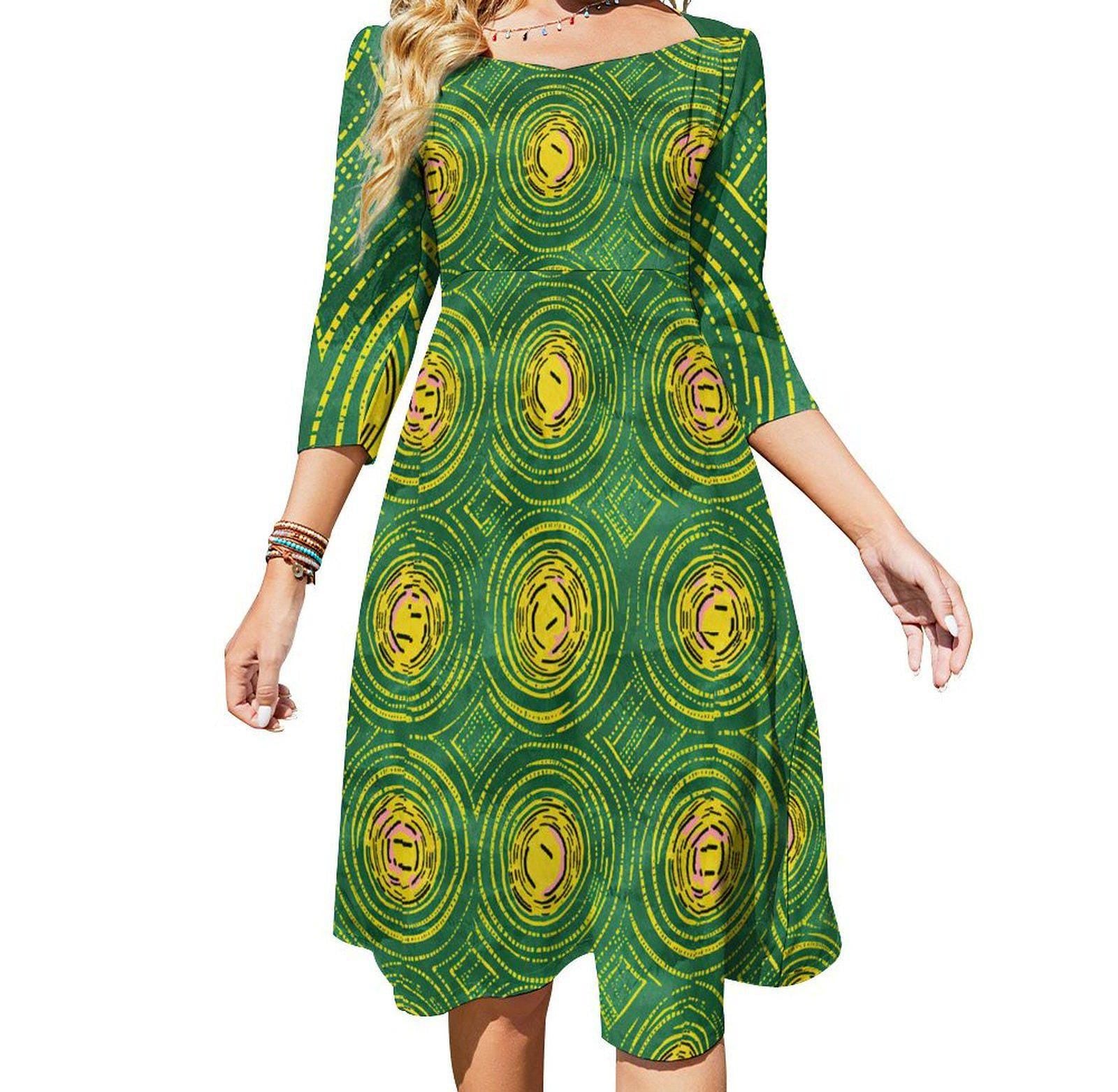 Sunbeam - Womens - Sweet Bowknot Dress - African - Ankara Pattern - Dresses - KumbatiaKulture