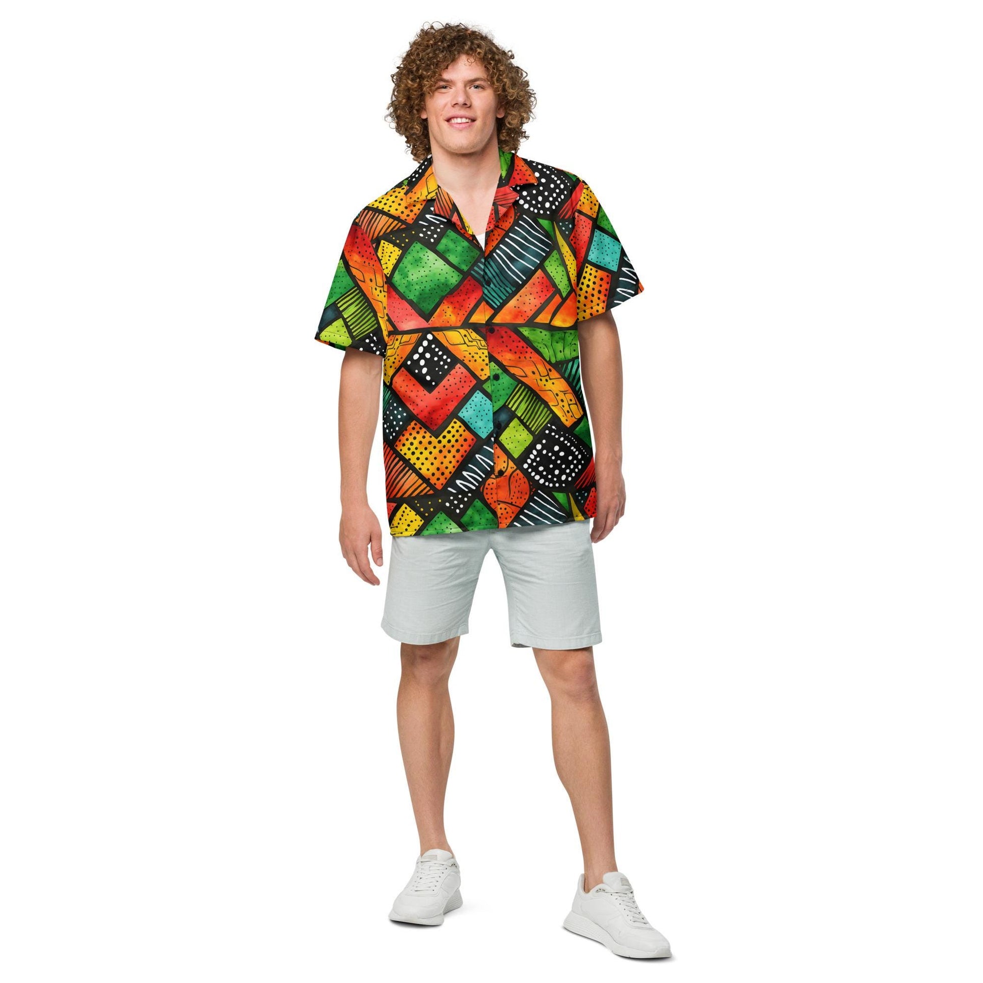 Afrocentric Kwanzaa /Christmas Festival button shirt