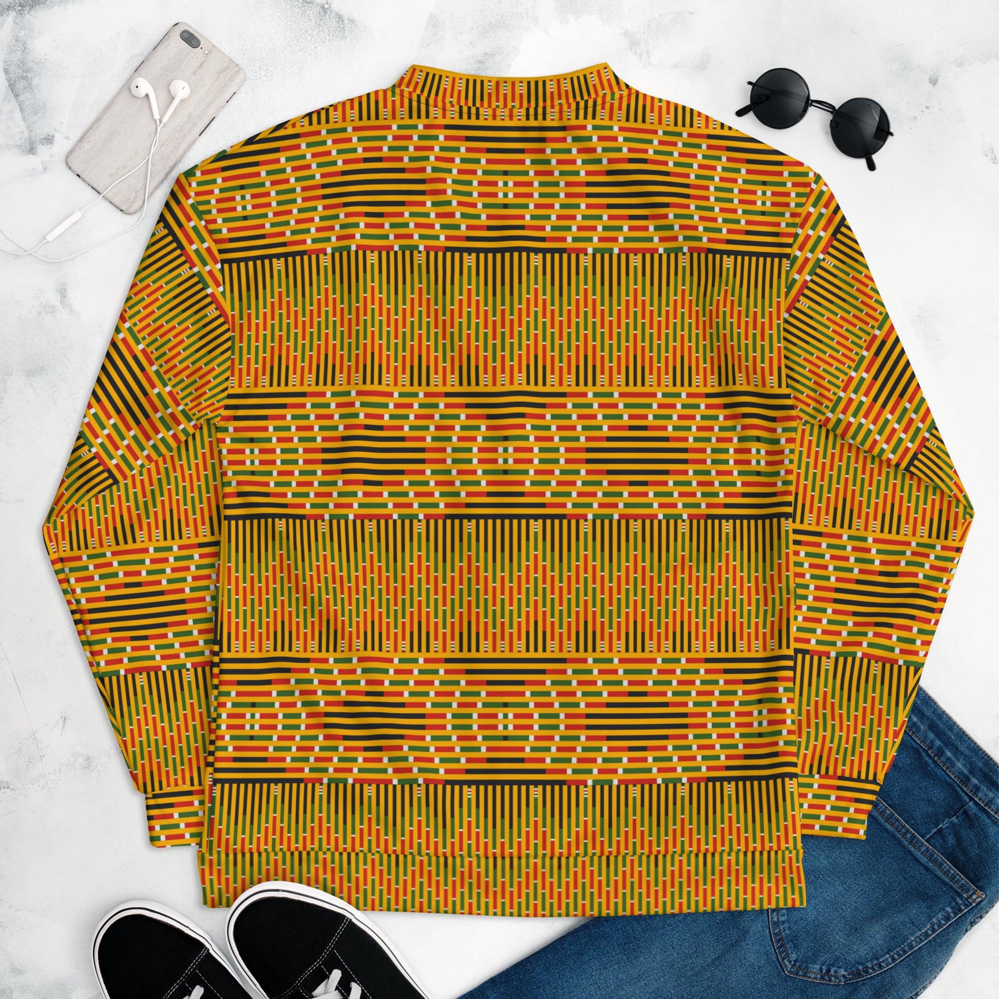 Afrocentric Kente Design Bomber Jacket