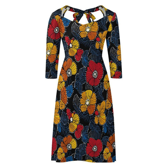 Secret Garden - Womens - Sweet Bowknot Dress - Ankara Pattern - Dresses - KumbatiaKulture