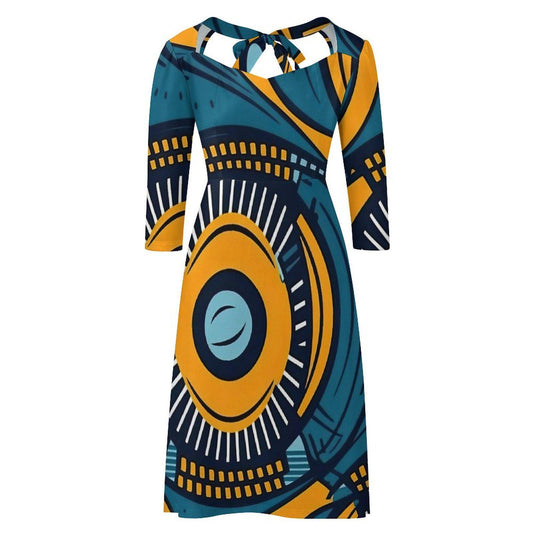 Asteroid - Womens - Sweet Bowknot Dress - African - Ankara Pattern - Dresses - KumbatiaKulture