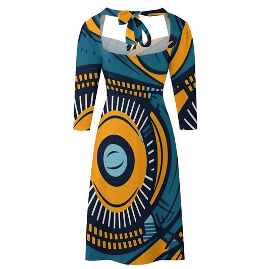 Asteroid - Womens - Sweet Bowknot Dress - African - Ankara Pattern - Dresses - KumbatiaKulture