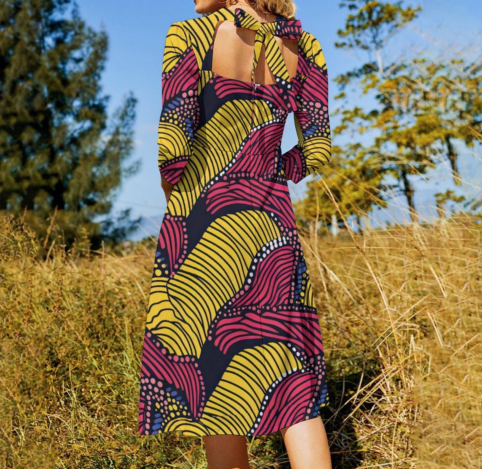 Abundance - Womens - Sweet Bowknot Dress - African - Ankara Pattern - Dresses - KumbatiaKulture