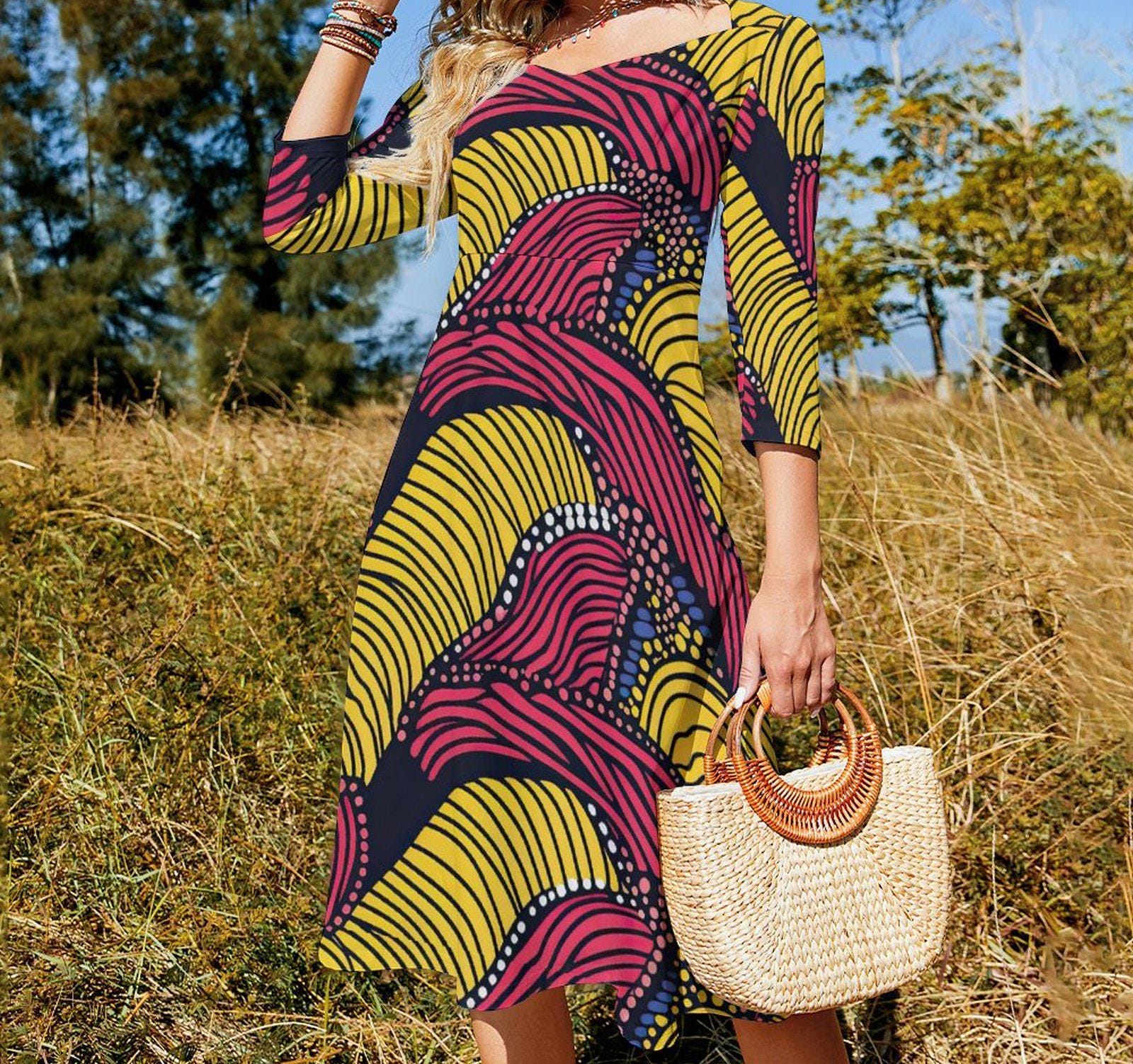 Abundance - Womens - Sweet Bowknot Dress - African - Ankara Pattern - Dresses - KumbatiaKulture