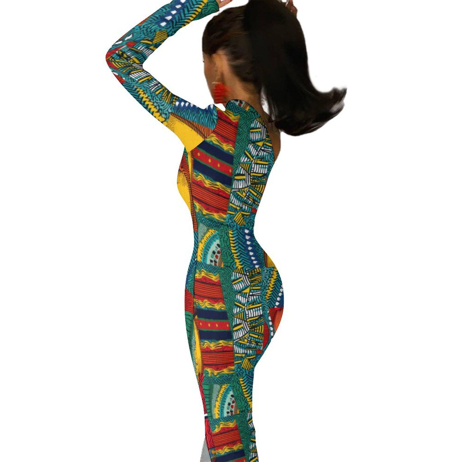 Collage Art - Womens - One Shoulder Split Dress - African - Ankara Pattern - Dresses - KumbatiaKulture