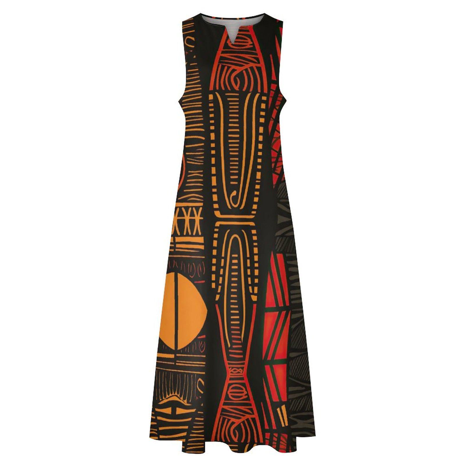 Maxi - Womens - Sleeveless Ankle-length Dress - African - Ankara Pattern - Dresses - KumbatiaKulture