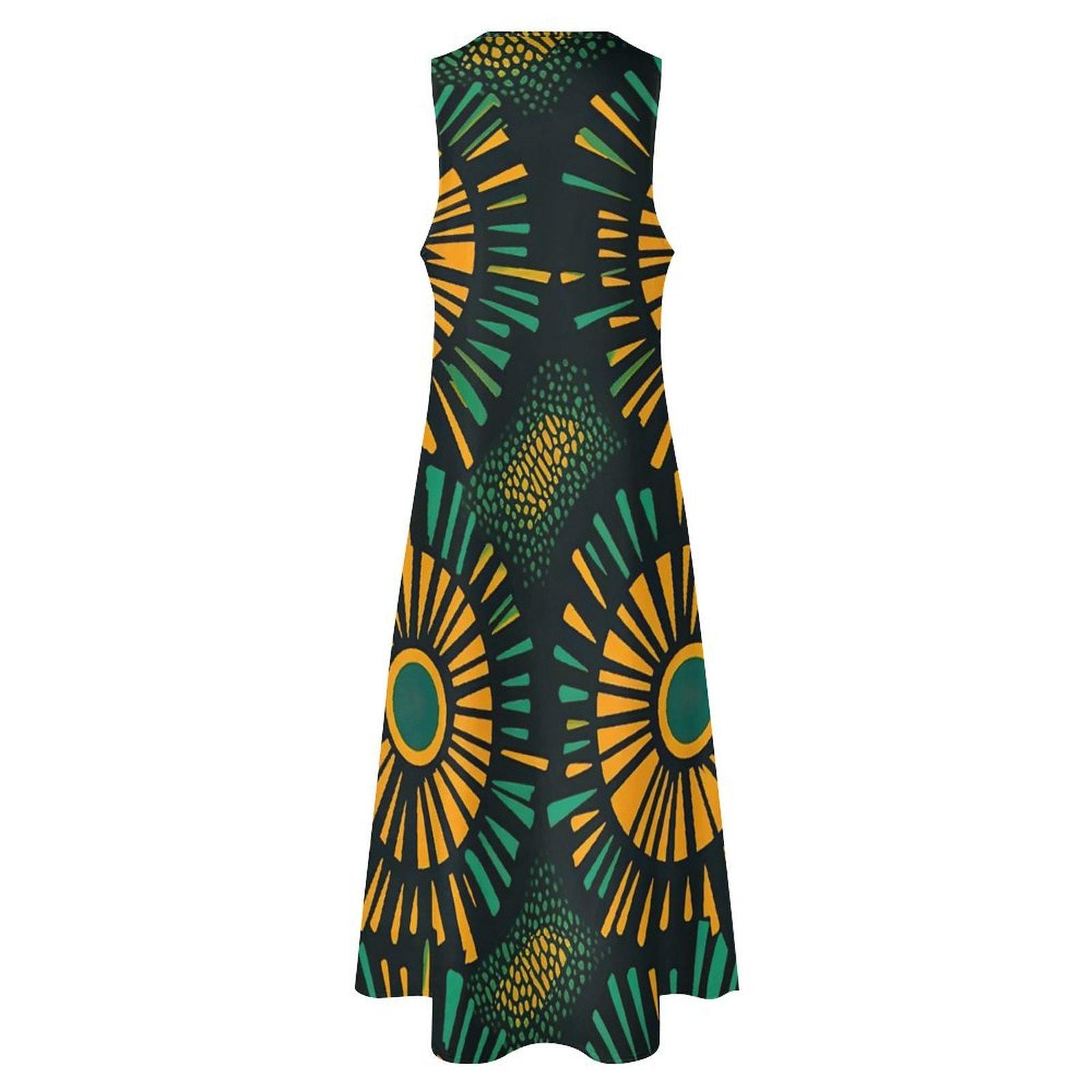 Botanical - Womens - Sleeveless Ankle-length Dress - African - Ankara Pattern - Dresses - KumbatiaKulture