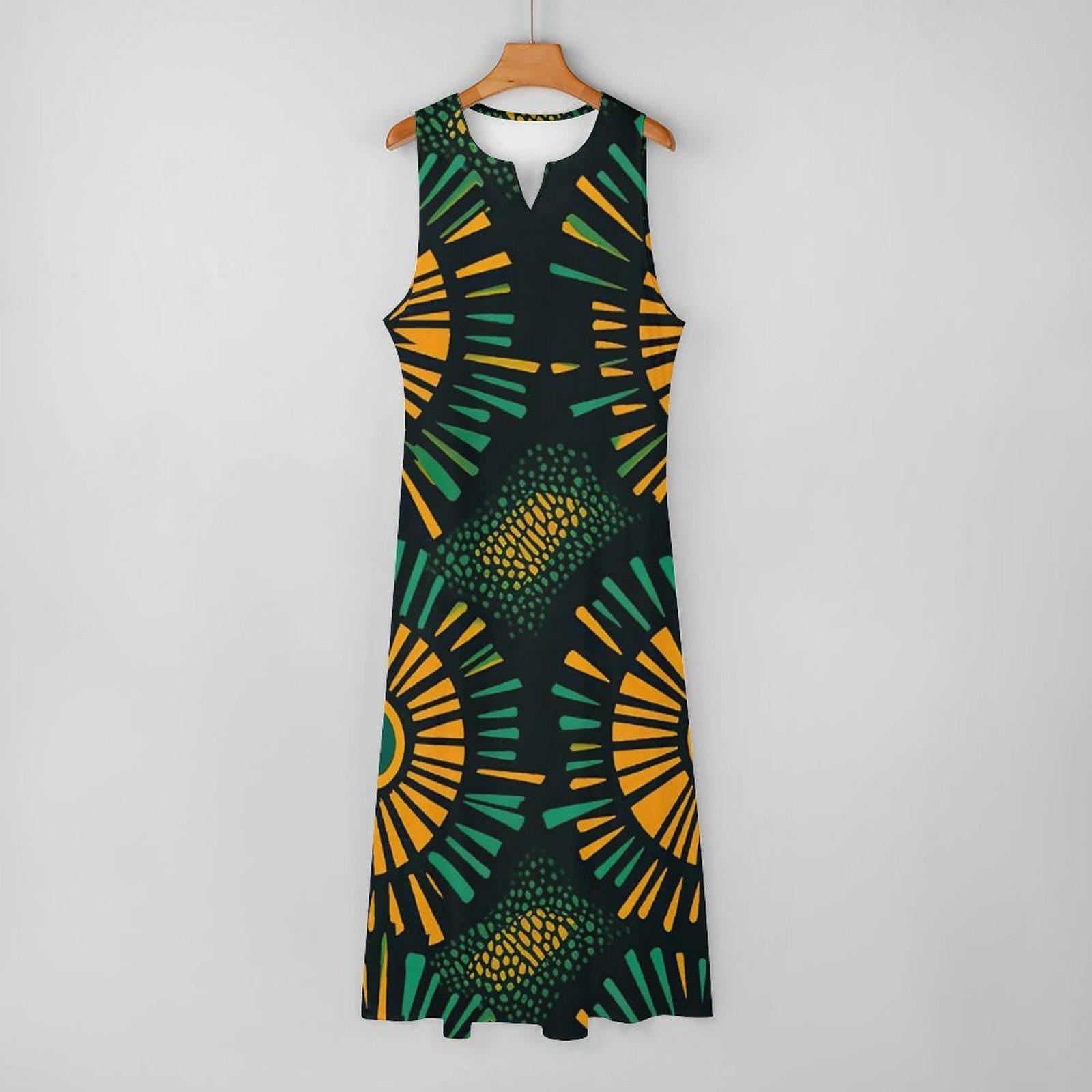 Botanical - Womens - Sleeveless Ankle-length Dress - African - Ankara Pattern - Dresses - KumbatiaKulture