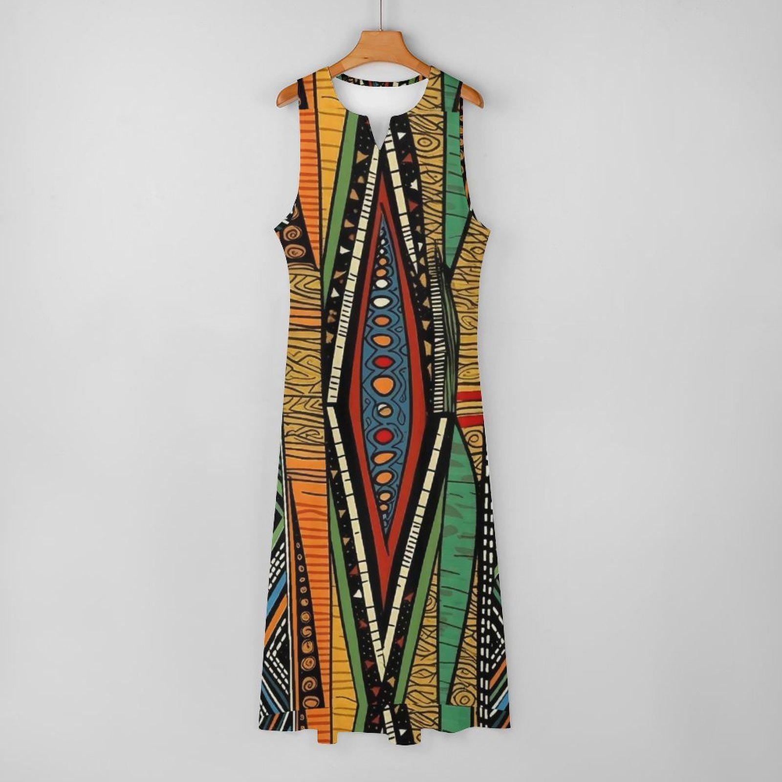 Earth Element - Womens - Sleeveless Ankle-length Dress - African - Ankara Pattern - Dresses - KumbatiaKulture