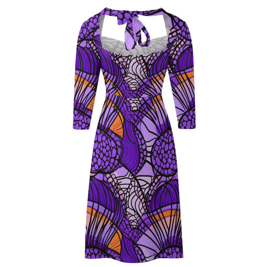 Purple Haze - Womens - Sweet Bowknot Dress - African - Ankara Pattern - Dresses - KumbatiaKulture