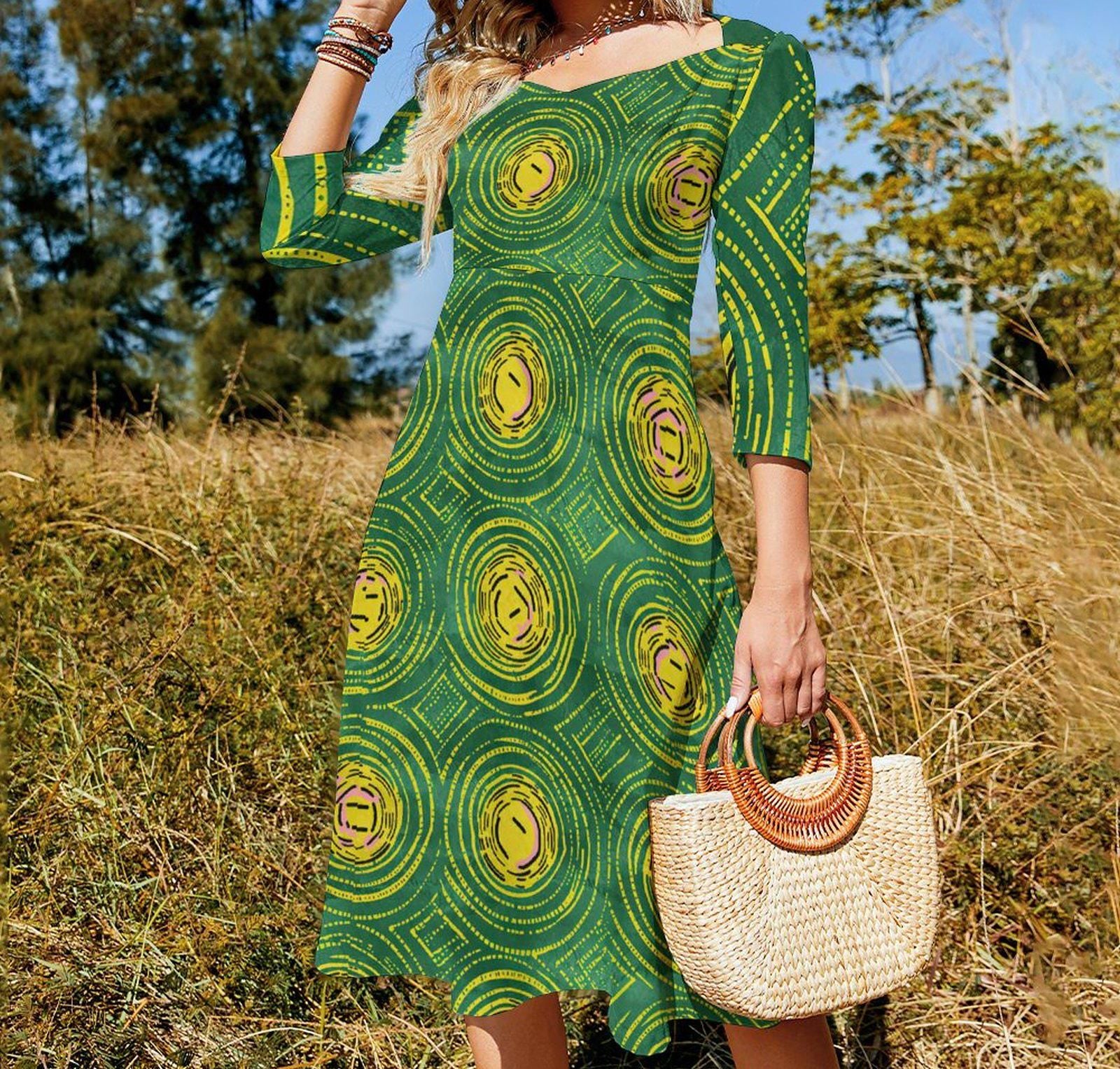 Sunbeam - Womens - Sweet Bowknot Dress - African - Ankara Pattern - Dresses - KumbatiaKulture