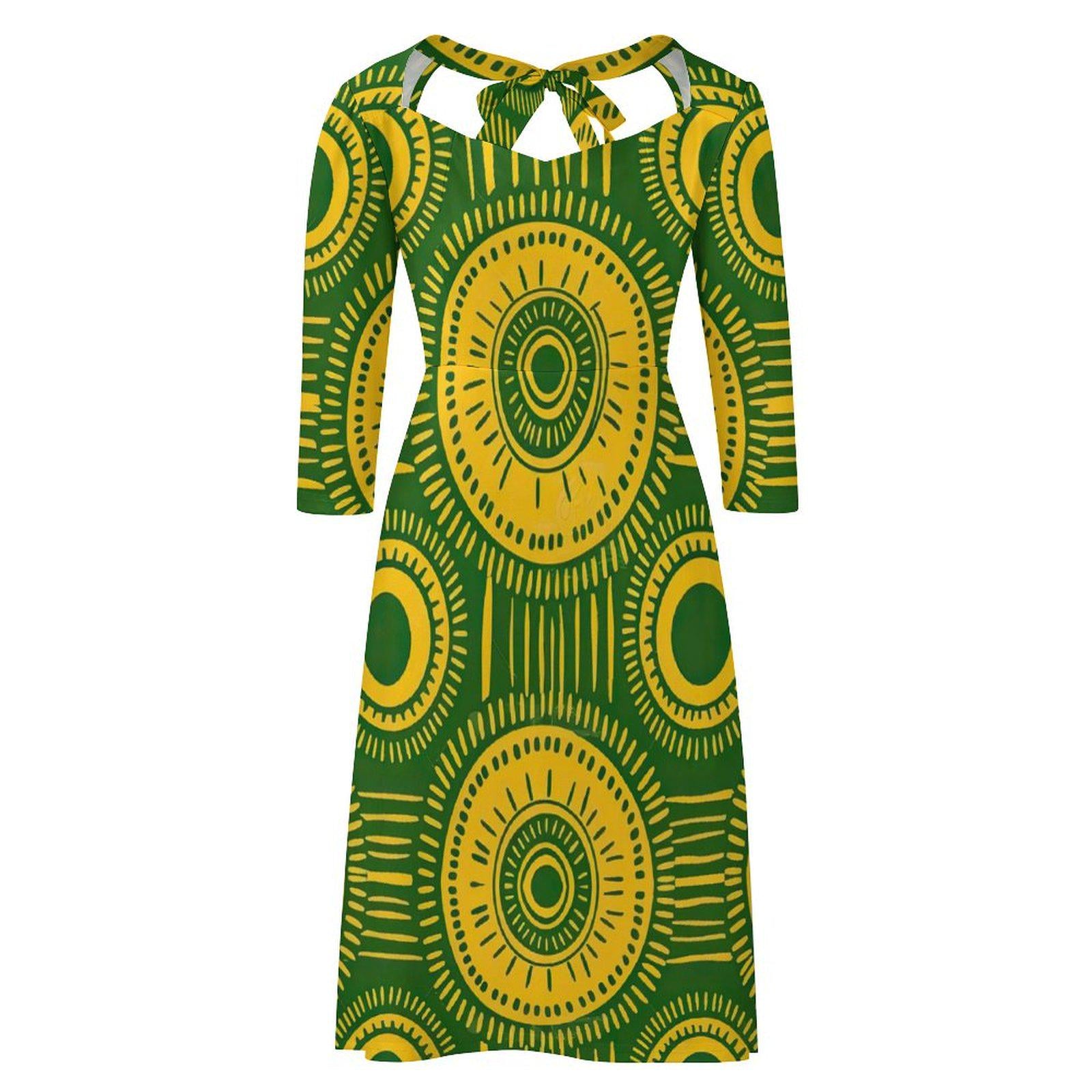 Lunar - Womens - Sweet Bowknot Dress - African - Ankara Pattern - Dresses - KumbatiaKulture