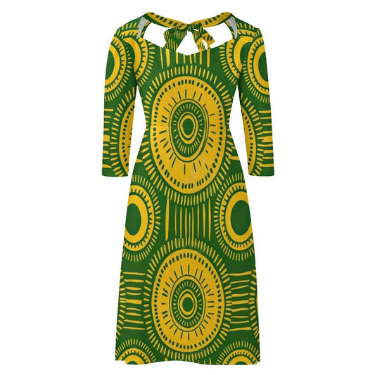 Lunar - Womens - Sweet Bowknot Dress - African - Ankara Pattern - Dresses - KumbatiaKulture