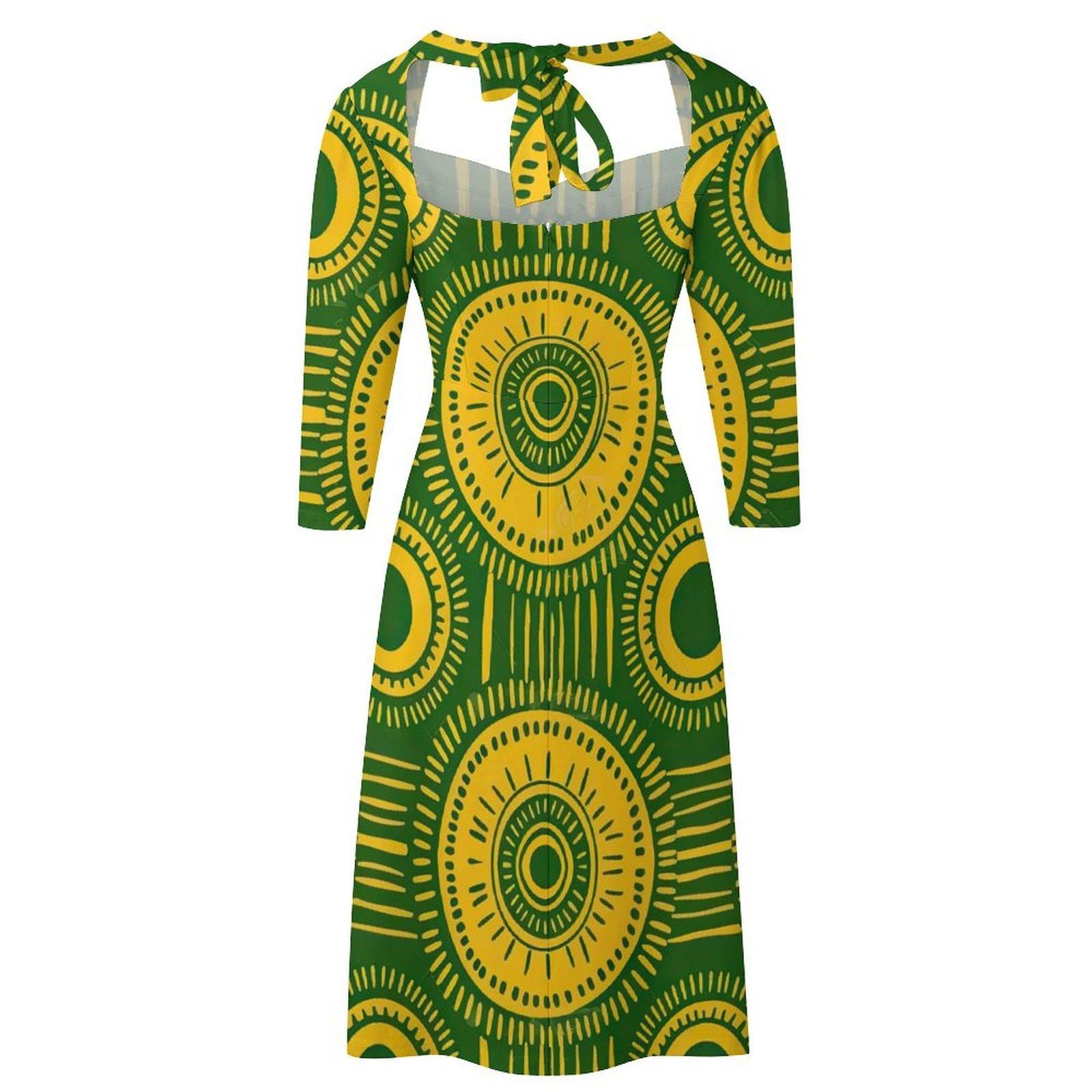 Lunar - Womens - Sweet Bowknot Dress - African - Ankara Pattern - Dresses - KumbatiaKulture