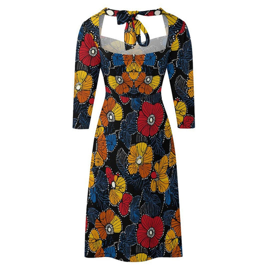 Secret Garden - Womens - Sweet Bowknot Dress - Ankara Pattern - Dresses - KumbatiaKulture