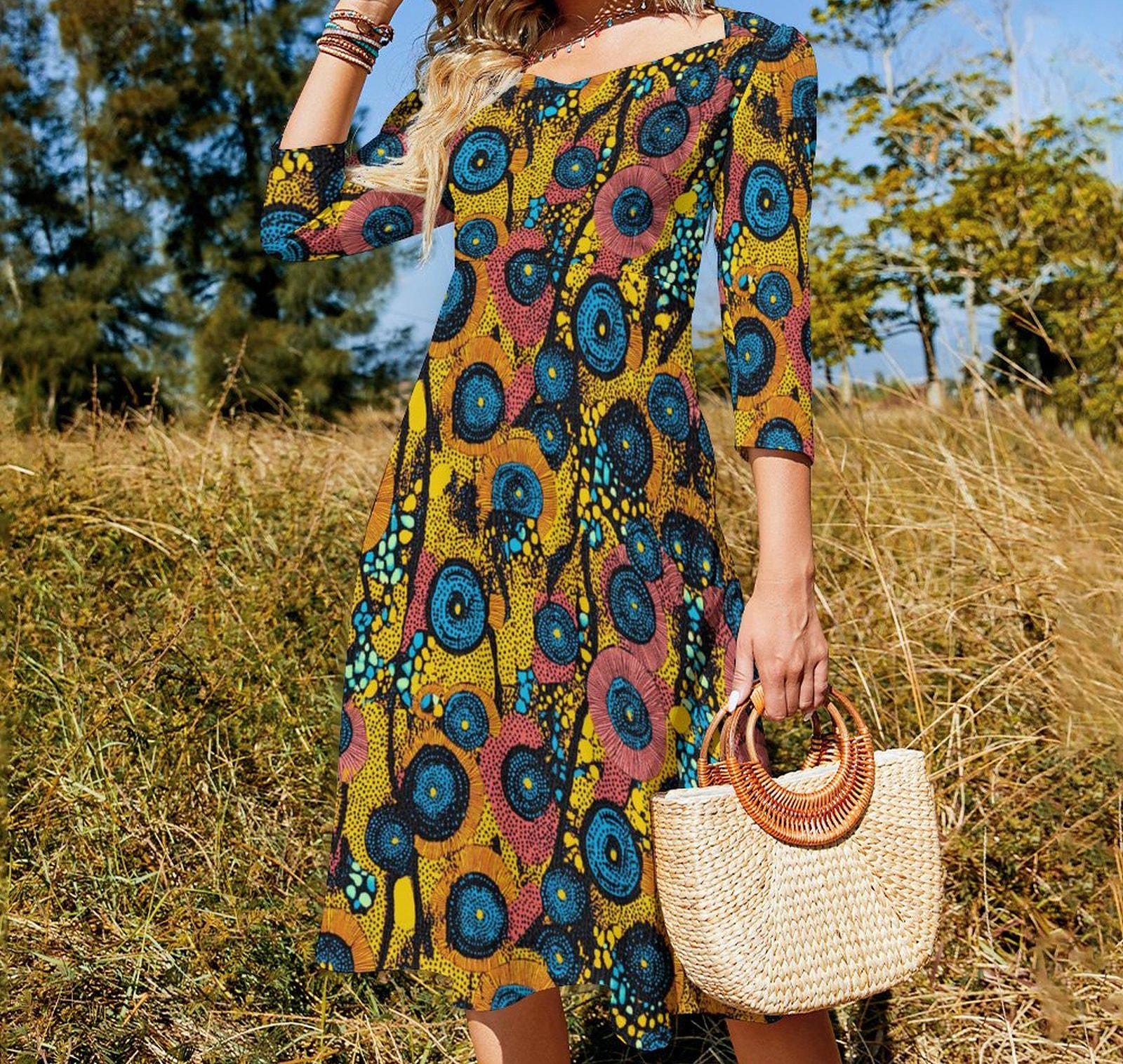 Mustard Seed - Womens - Sweet Bowknot Dress - African - Ankara Pattern - Dresses - KumbatiaKulture