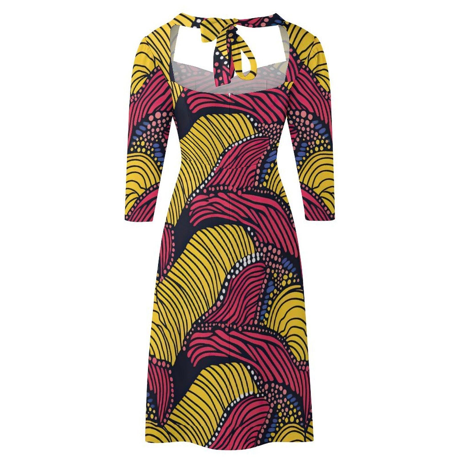 Abundance - Womens - Sweet Bowknot Dress - African - Ankara Pattern - Dresses - KumbatiaKulture