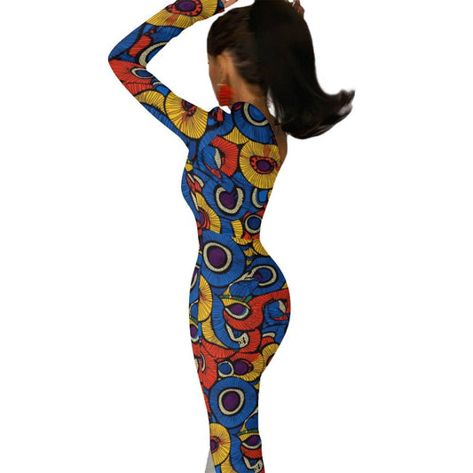 Blue Lilly - Womens - One Shoulder Split Dress - African - Ankara Pattern - Dresses - KumbatiaKulture