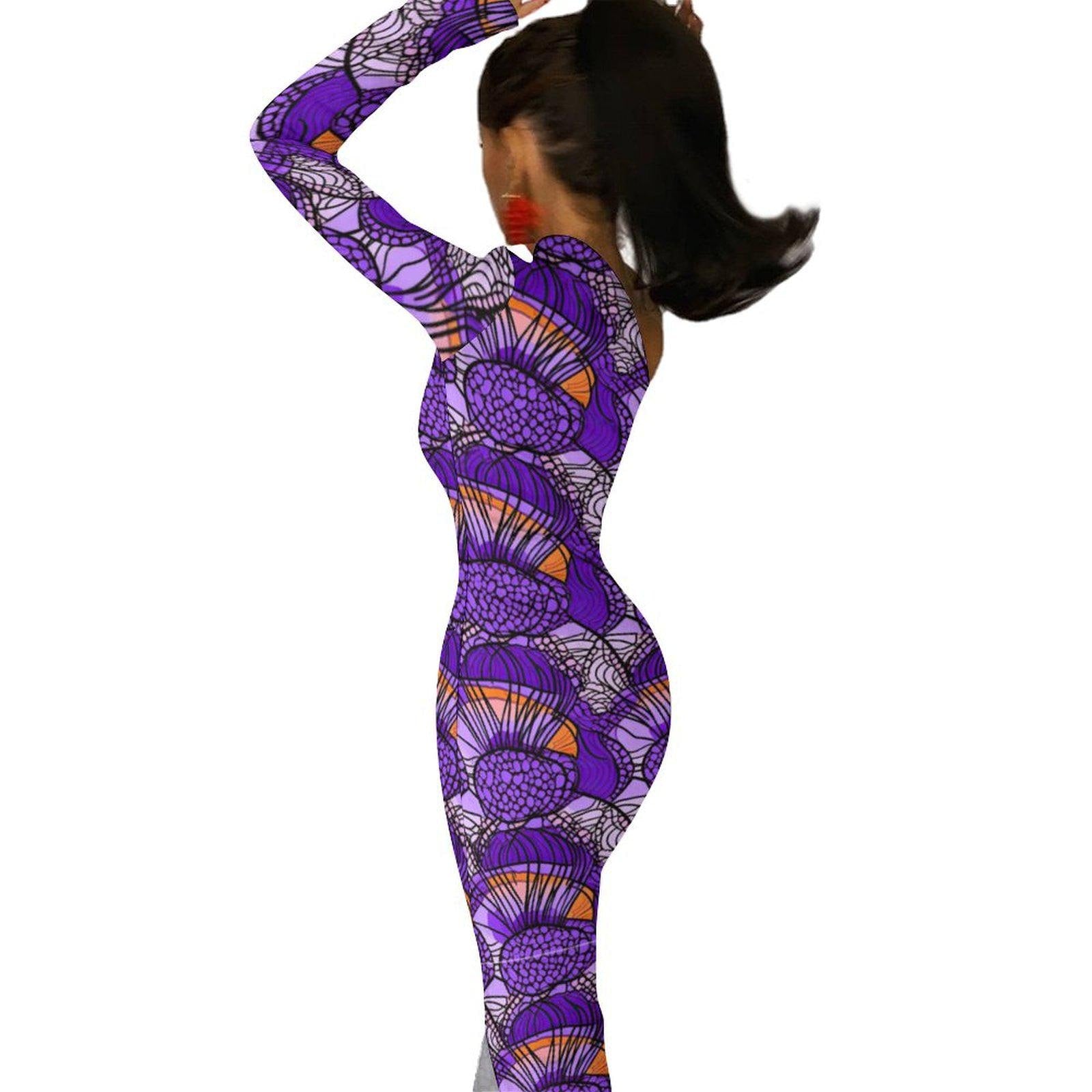 Color me Purple - Womens - One Shoulder Split Dress - African - Ankara Pattern - Dresses - KumbatiaKulture