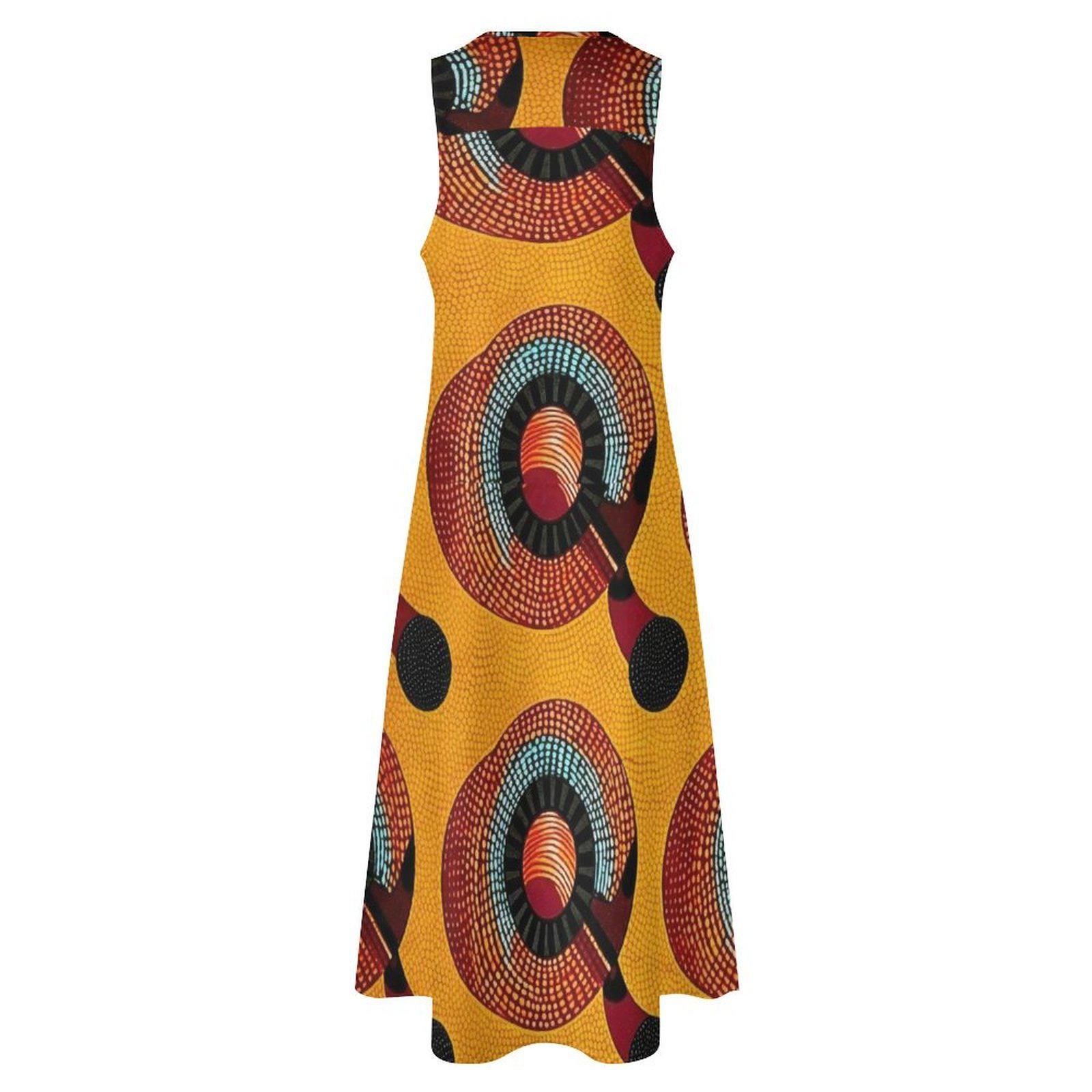 Flare - Womens - Sleeveless Ankle-length Dress - African - Ankara Pattern - Dresses - KumbatiaKulture