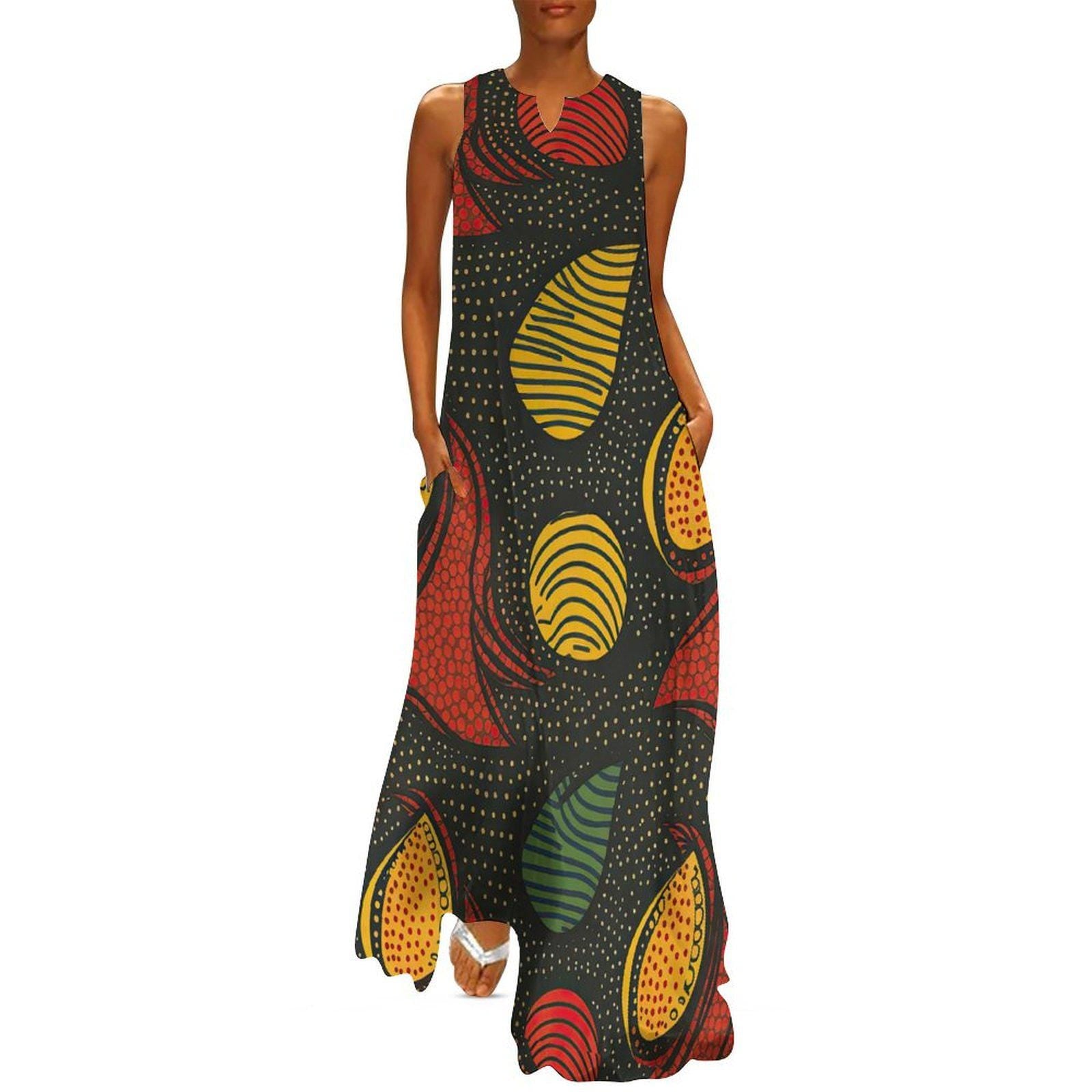 Sophisticated - Womens - Sleeveless Ankle-length Dress - African - Ankara Pattern - Dresses - KumbatiaKulture