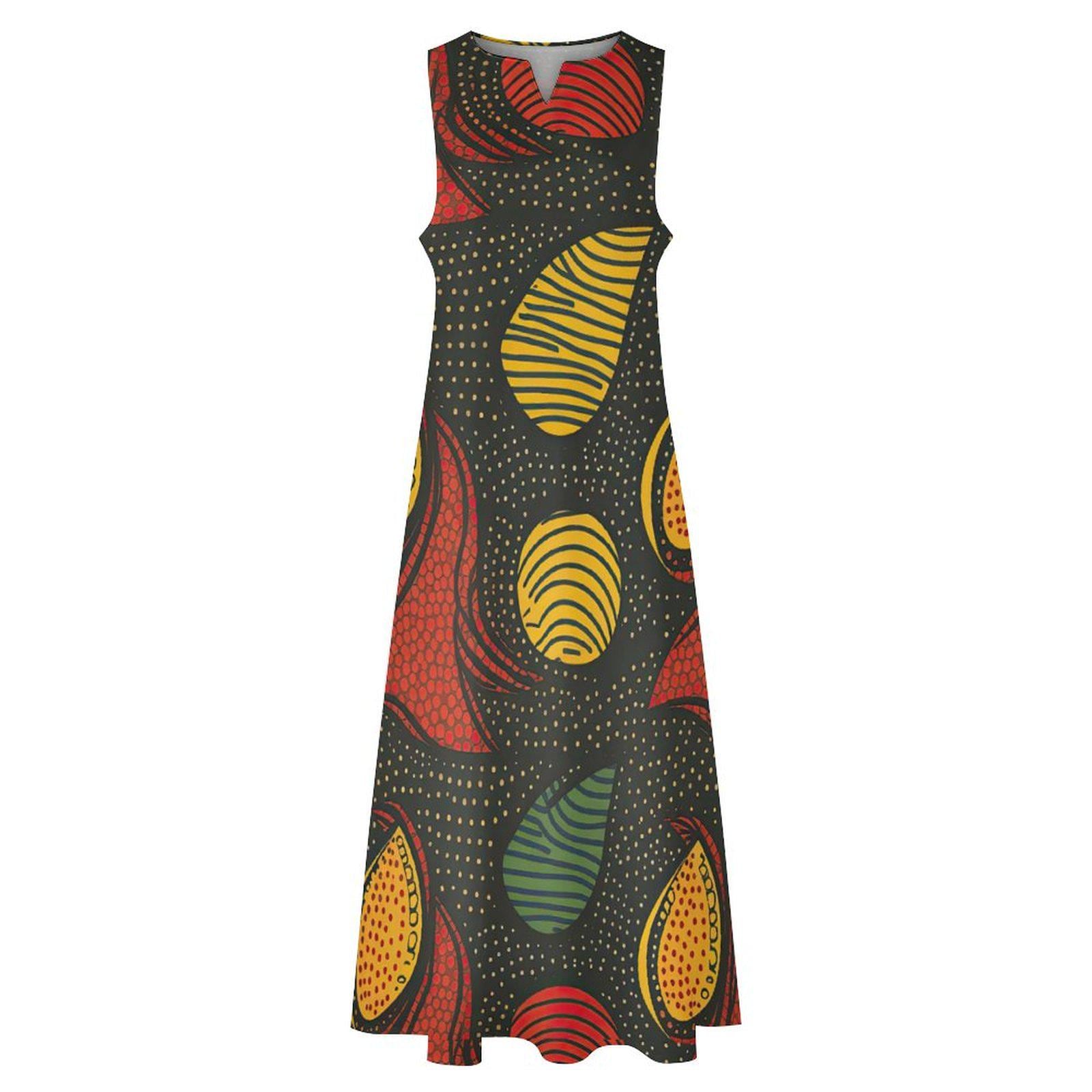 Sophisticated - Womens - Sleeveless Ankle-length Dress - African - Ankara Pattern - Dresses - KumbatiaKulture