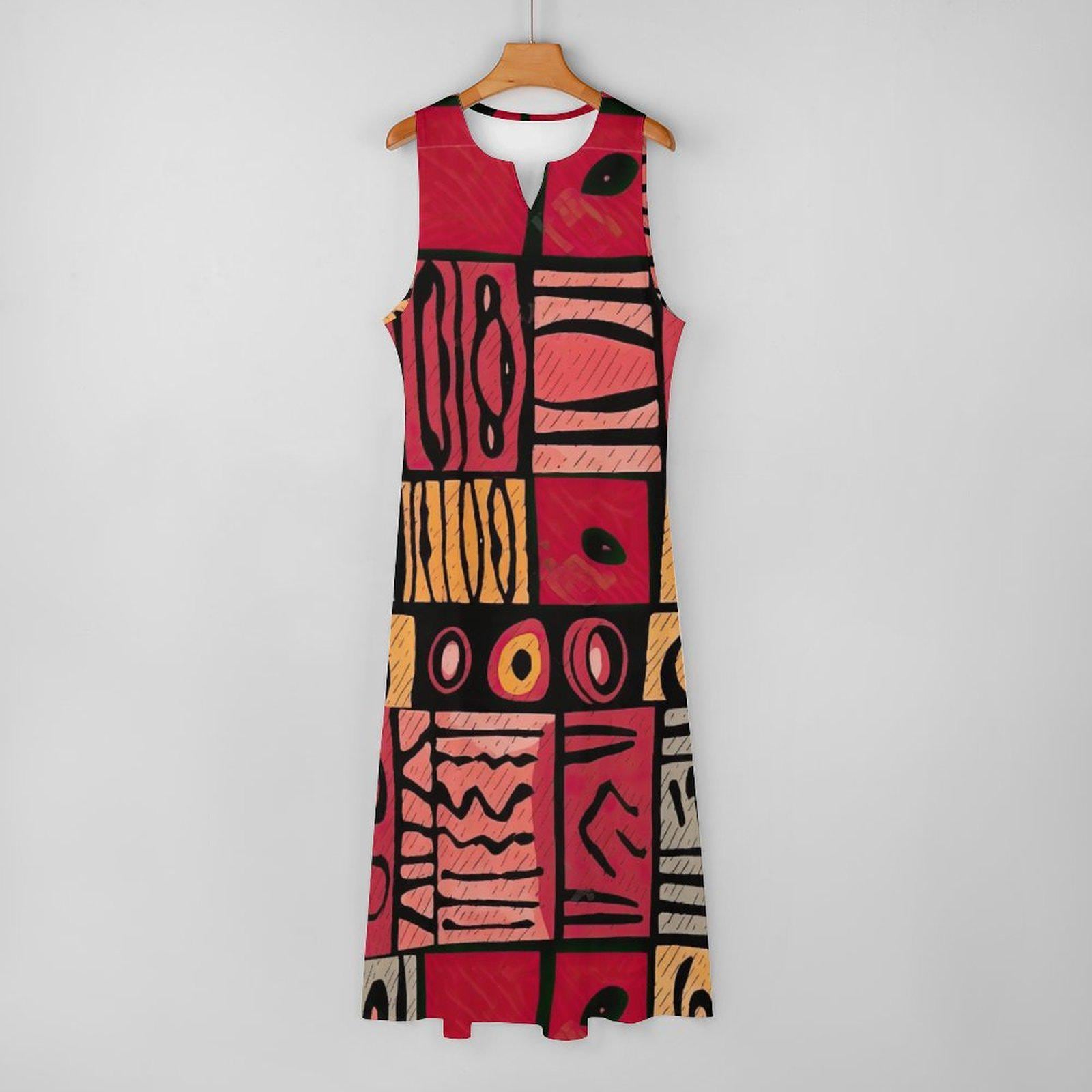 Color Chic - Womens - Sleeveless Ankle-length Dress - African - Ankara Pattern - Dresses - KumbatiaKulture