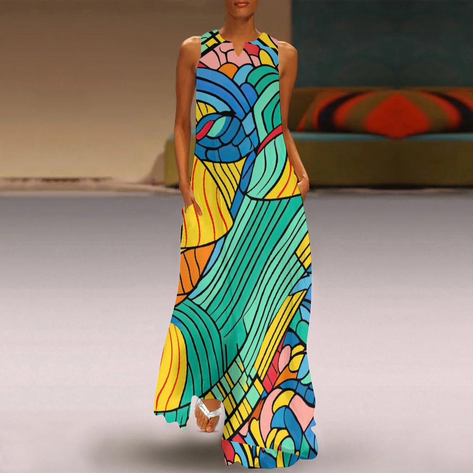 Summer Breeze - Womens - Sleeveless Ankle-length Dress - African - Ankara Pattern - Dresses - KumbatiaKulture