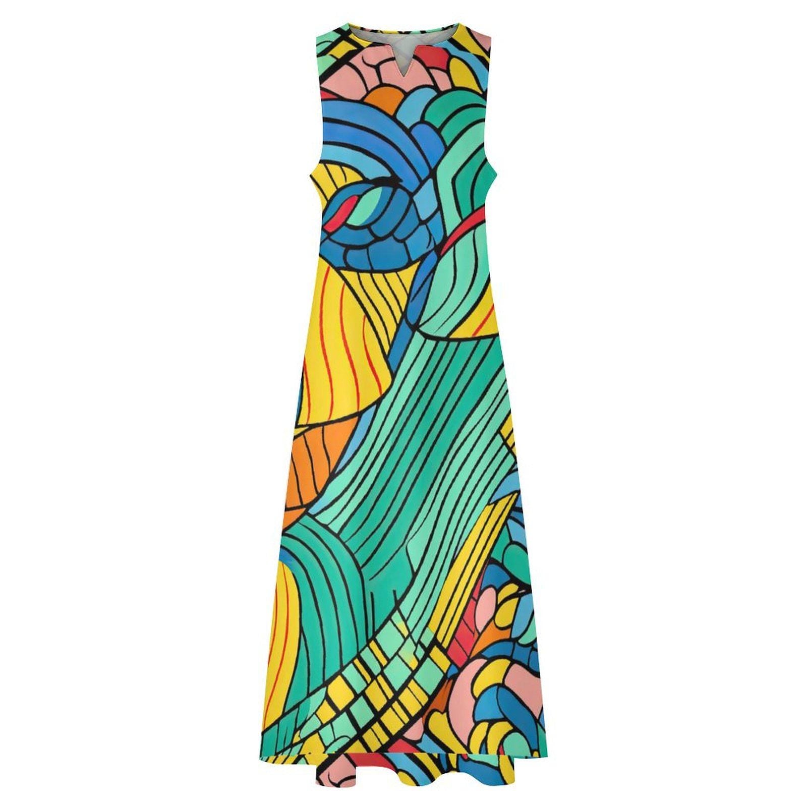 Summer Breeze - Womens - Sleeveless Ankle-length Dress - African - Ankara Pattern - Dresses - KumbatiaKulture