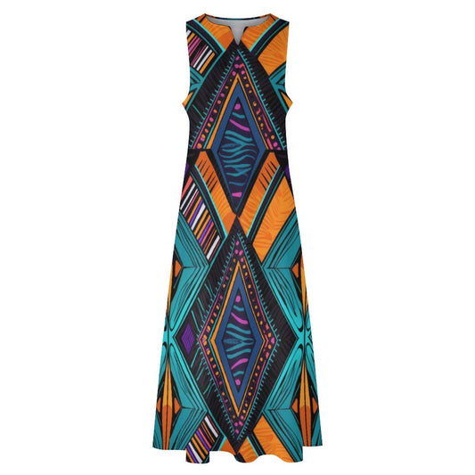 Stain Glass - Womens - Sleeveless Ankle-length Dress - African - Ankara Pattern - Dresses - KumbatiaKulture