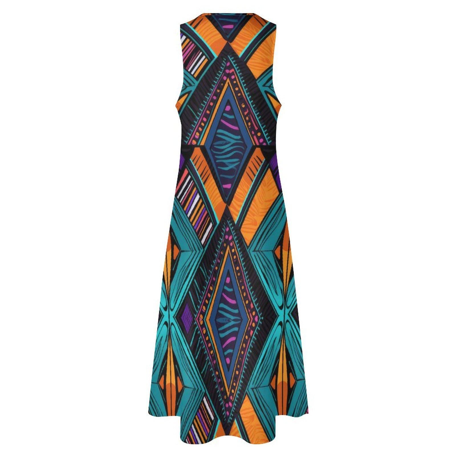 Stain Glass - Womens - Sleeveless Ankle-length Dress - African - Ankara Pattern - Dresses - KumbatiaKulture