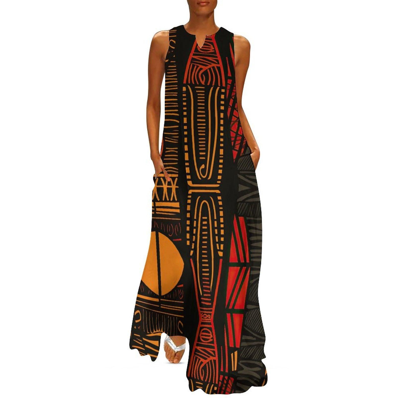 Maxi - Womens - Sleeveless Ankle-length Dress - African - Ankara Pattern - Dresses - KumbatiaKulture