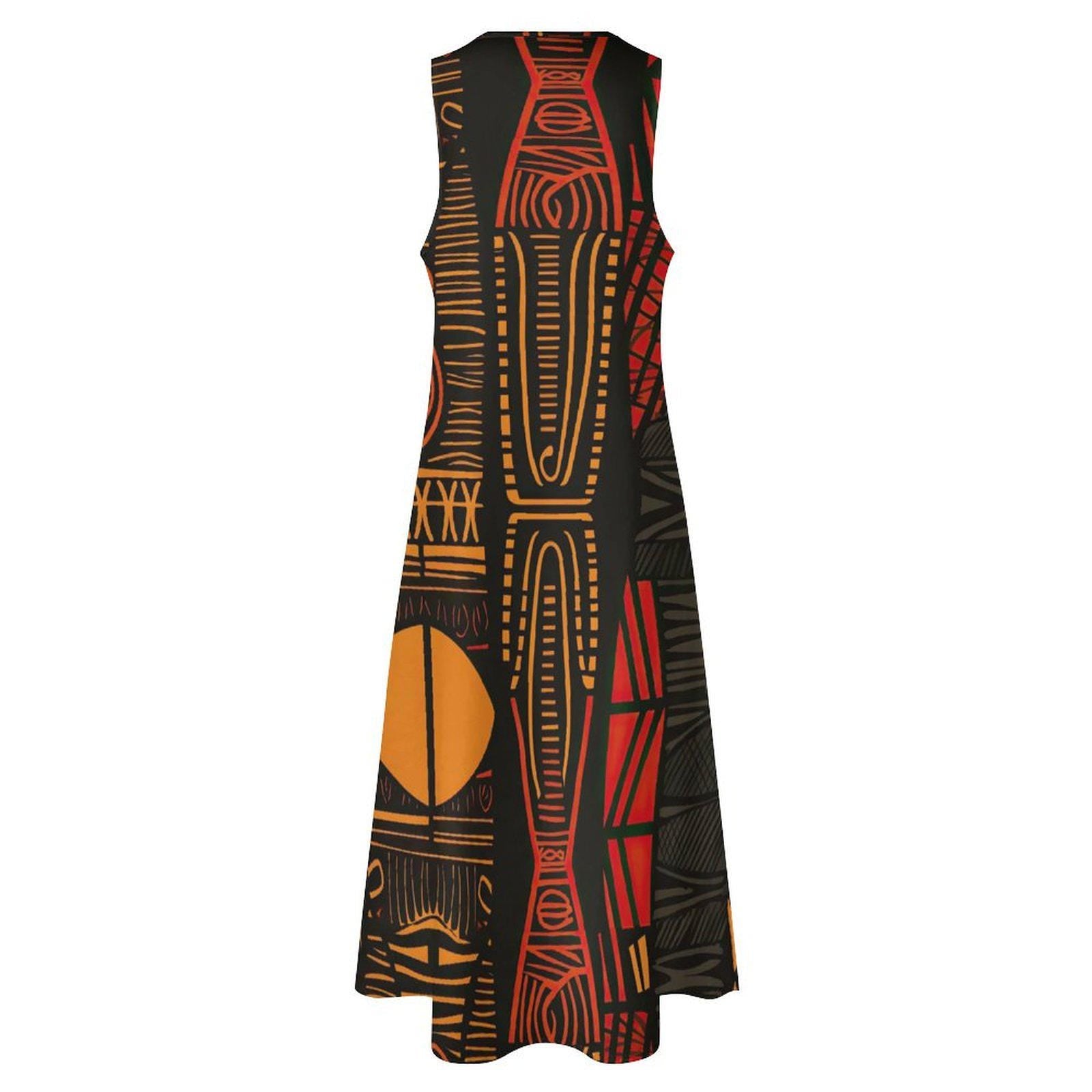 Maxi - Womens - Sleeveless Ankle-length Dress - African - Ankara Pattern - Dresses - KumbatiaKulture