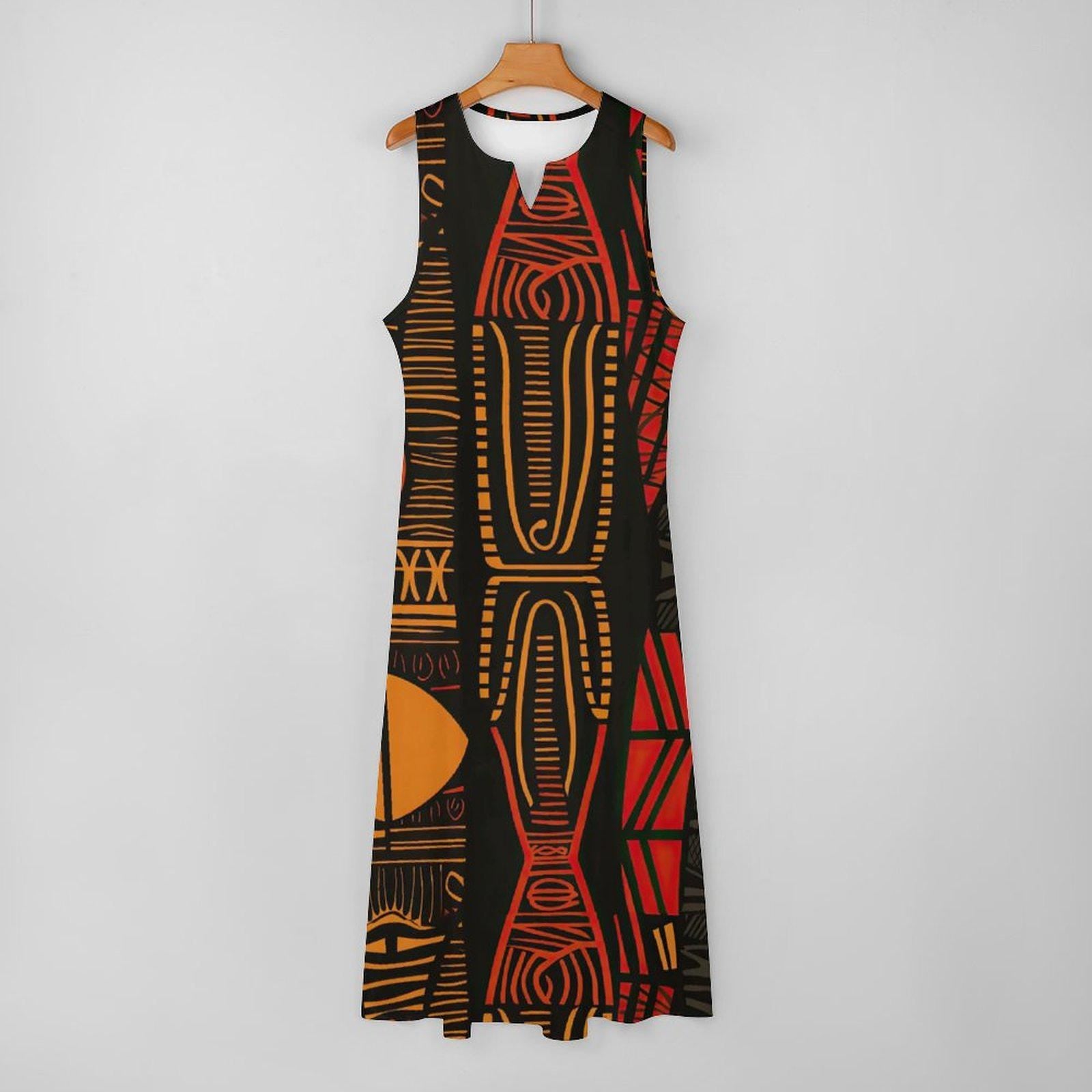 Maxi - Womens - Sleeveless Ankle-length Dress - African - Ankara Pattern - Dresses - KumbatiaKulture